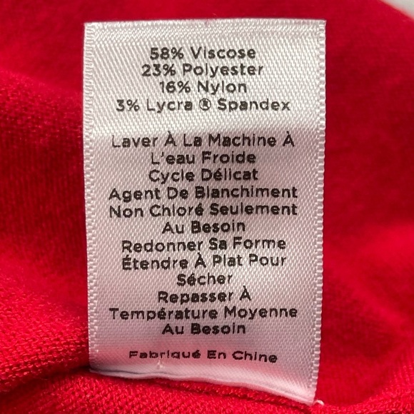 Talbots Sweater Women Large Red Fine Knit Black Stripe Pearl Button Trim Stretch - Picture 11 of 12